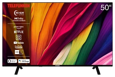 Telefunken Fernseher 50 Zoll Smart TV 4K UHD Dolby Vision HDR Triple-Tuner - Bild 1 von 4