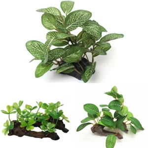 Aquarium Artificial Plant With Fake Wood Ornament Decoration Fish Tank Decor - Picture 1 of 10