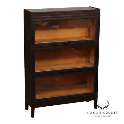 Macey Vintage Mahogany Three Section Barrister Bookcase - Image 1 of 4
