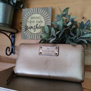 Cartera sin asas Kate Spade Neda Wellesley oro rosa cremallera alrededor cuero granulado - Imagen 1 de 11