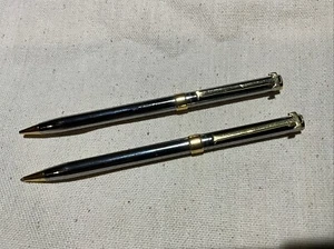 Tiffany & Co T-Clip Gunmetal & Gold Ballpoint Pen & Pencil Made In USA UNIVISION - Picture 1 of 10