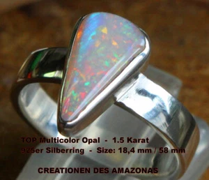 Hot Multicolor Opal 1.5 Karat 925er Silberring Größe 18,4 mm - Bild 1 von 11