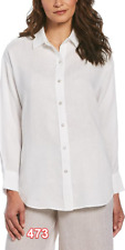 Cubavera Women's Long Sleeve Button-Down 100% Linen Blouse Collared Shirt L