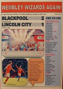 Blackpool 2 Lincoln City 1 - Finale play-off League One 2021 - Stampa ricordo - Foto 1 di 1