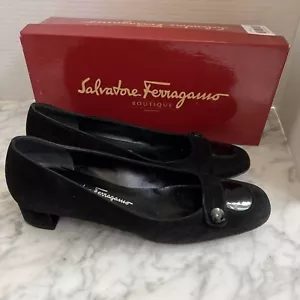 Salvatore Ferragamo Boutique Daria 8.5 AA Black Suede Low Heel Women’s Shoe - Picture 1 of 14