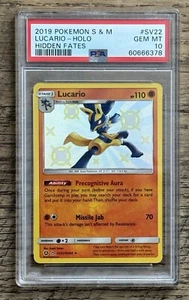 Pokemon S & M Hidden Fates 2019 #SV22 Lucario - Holo PSA 10 GEMA como nuevo - Imagen 1 de 2