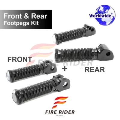 Juego de estriberas de poste CNC delanteras y traseras negras para Yamaha FZR 1000 87-96 Foto 1 de 4