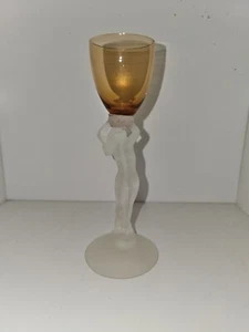 Cambridge Glass Nude Statuesque Lady With Amber Wine Glass 6.5” RARE OPAQUE - Picture 1 of 5