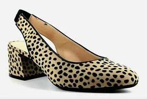 Evans Freya Womens UK 6 & 7 EEE Extra Wide Leopard Slingback Block Heel Shoes - Picture 1 of 9