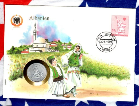 E Coins of All Nations Albania 1 Lek 1969 KM#48 UNC Cover
