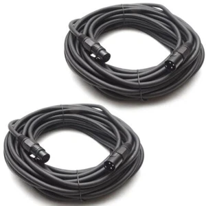 Pair of Heavy Duty 50 Foot XLR Microphone Cable 18 AWG Black PA Mic Cords - Picture 1 of 4