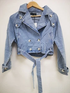 Gabardina corta de mezclilla azul Pixie Girl - Imagen 1 de 2