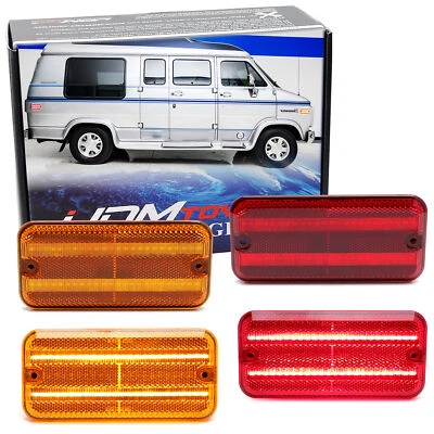 Amber/Red Lens Dual-Strip LED Front/Rear Side Markers For 1985-95 GMC/Chevy Van - Image 1 of 4