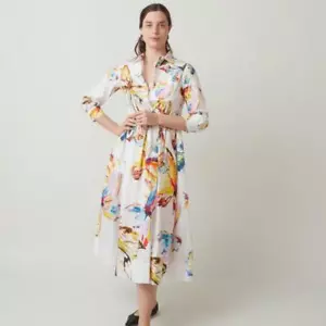 Sara Roka White/Multicolor Butterfly Print Dralla Shirt Dress Size 42/US 6 $920 - Picture 1 of 15