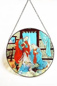 Weihnachts-Deko Glasplatte mit Grippenmotiv Fensterdeko  Ø21cm - Bild 1 von 1