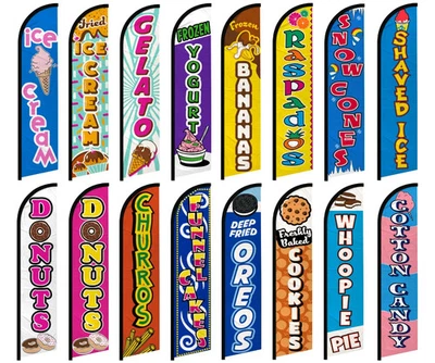 Cotton Candy Churro Fair Variation Windless Full Sleeve Advertising Banner Flags - Image 1 of 3