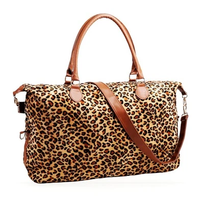 Travel Weekender Duffle Bag, Large Leopard Print Overnight Carry-On With Shou... - Image 1 of 4