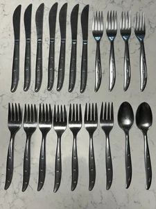 20 pc Vtg. Superior INS16 Starburst Stainless USA Flatware Starburst 3 Stars - Picture 1 of 22