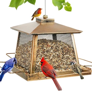Large Bird Feeder for Outdoor, Gazebo Style Wild Bird Feeders, Metal Mesh Cardin - Picture 1 of 12