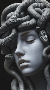 Canvas Art Grey Black Medusa Sculpture Modern Fantasy Wall Picture Poster Print - Picture 1 of 22