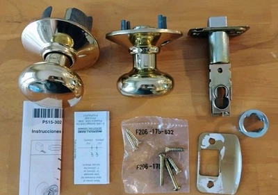 Juego de perillas de puerta de pasillo y armario de latón pulido usado interior sin bloqueo funciona muy bien Foto 1 de 4