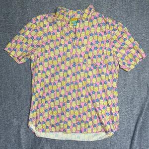 Chubbies The Nutter Weekend Pink Pineapple Print Short Sleeve Button Shirt L - Picture 1 of 6