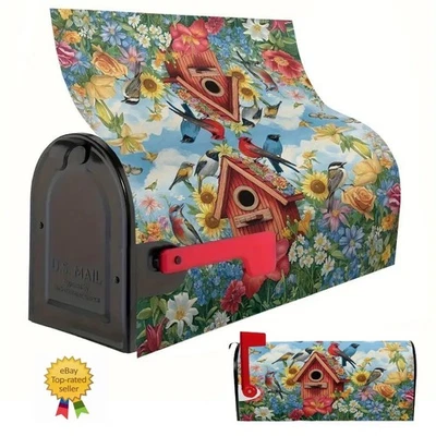 Magnetic Mailbox Cover Birds Flowers Birdhouse Mailbox Protector Decoration Wrap - Image 1 of 4