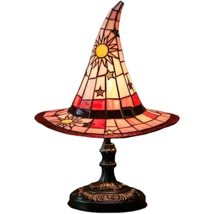 Vitral Sombrero de Bruja Lámpara LED Resina Sombrero de Bruja Luz Adorno USB Alimentado Camas - Imagen 1 de 16