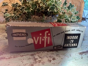 Vintage Amphenol Indoor TV Antenna Color or B&W Rabbit Ears 114-102-04 Mahogany - Picture 1 of 13