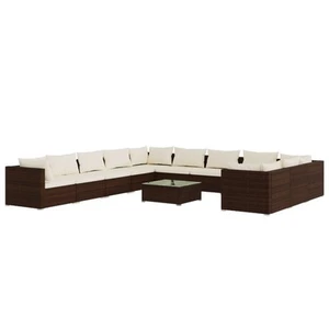 12-Piece Outdoor Lounge Set Garden Patio Sofa Chairs Setting Wicker Rattan Beige - Picture 1 of 11