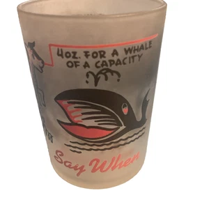 Vintage Animals “Say When" Shot Glass 4 oz Owl, Penguin, Kangaroo, Whale - Picture 1 of 6