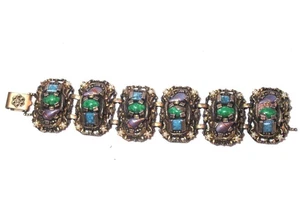 Vintage Unsigned SELRO SELINI Chunky MULTI  Confetti STONE BRACELET Read - Picture 1 of 6