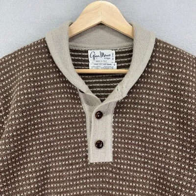 Suéter Henley de Colección Años 70 Para Hombres Pequeño Marrón Tejido Lana Mezcla Mohair Italia Gian Marco Foto 1 de 4