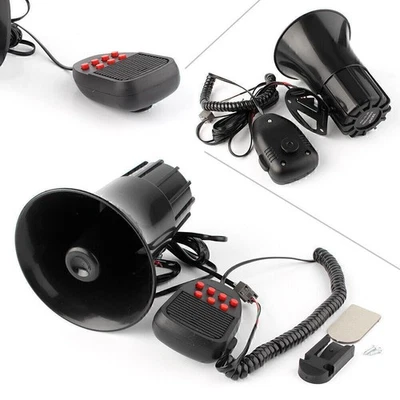 7 Sound 12V 100W Loud Car Warning Alarm Police Fire Siren Air Horn PA Speaker - Image 1 of 4