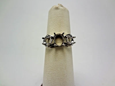10K WHITE GOLD - 3 OVAL STONES - SEMI-MOUNT RING - 2.23 GRAMS - SIZE 6.0 - F10 - Image 1 of 4