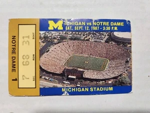 Boleto de fútbol americano 1987 Universidad de Michigan vs Notre Dame - Imagen 1 de 2