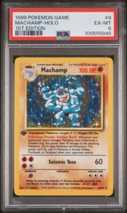 PSA 6 EX-MINT Pokémon TCG Machamp Base Set 8/102 1st Edition Holo VINTAGE Slab - Picture 1 of 2