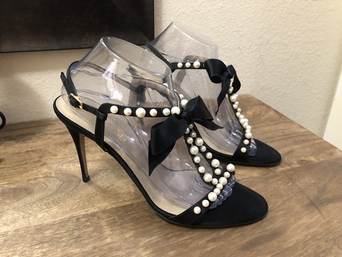 VALENTINO GARAVANI Sandali Slingback Tacco Accento di Perla Taglia EU 40 5 US 10 5