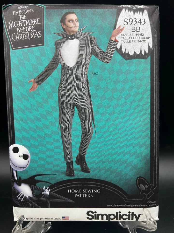 Simplicity Pattern S9343 BB Size 44-52 Men's Costume Nightmare Before Christmas
