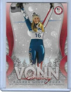 RARE 2018 TOPPS OLYMPICS LINDSEY VONN MILESTONES FLAG PARALLEL CARD LV-1 ~ /99 - Imagen 1 de 2