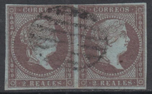 Spain Clásicos 1855 Edifil 42 Used - Pair Mtº Grill - Beautiful - Picture 1 of 1