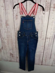 Levi's Overall Girls 10 Dark Wash Stretch Girlfriend Adjust Straps Pockets - Picture 1 of 9