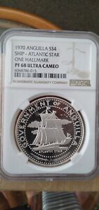 Anguilla 1970 "Atlantic Star" $4 silver coin NGC PF 68 UC