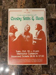 Crosby, Stills & Nash 1977 Memorial Coliseum Konzert Poster auf Schaumstoffplatte - Bild 1 von 2