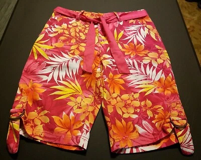 Женские брюки-капри Caribbean Joe размер 6 оранжевый белый дизайн с пальмами - Изображение 1 из 4