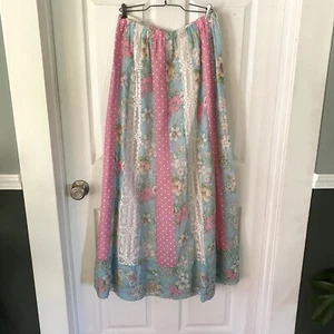 Vintage Chessa Davis Patchwork Floral Lace Polka Dot Prairie Skirt Boho Hippie - Picture 1 of 17