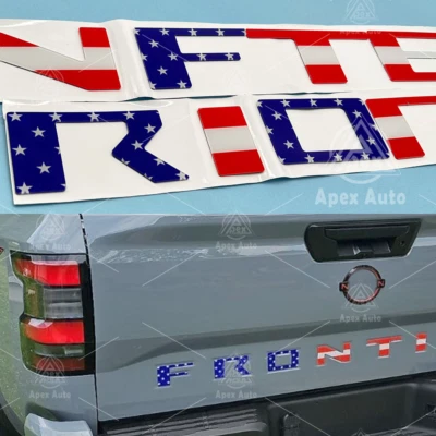 Blue Red USA Flag Tailgate Inserts Letters Emblems For 2020-2024 Nissan Frontier Foto 1 de 4