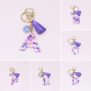 Alphabet Keyring A-Z Initials Letter Key Chian with Tassel Women Girls Key Rings - Picture 1 of 38
