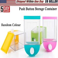 Food Storage Container With Push Button For Flour, Beans, Snacks Dispenser Bin
