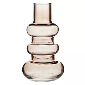 Glass Bubble Vase Home and Office Decor Small Brown Flower Vases 7" H - 2 Pack - Picture 1 of 2